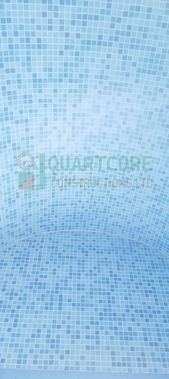 Blue mosaic wall tiles