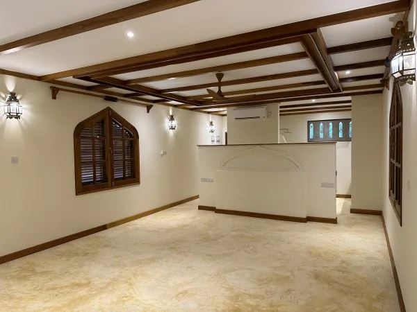 Freshly finished interior with painted walls and timber ceiling